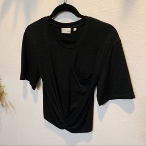 Black Cropped Pocket Tee